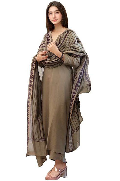 Straight Solid Kurta with Pant & Dupatta