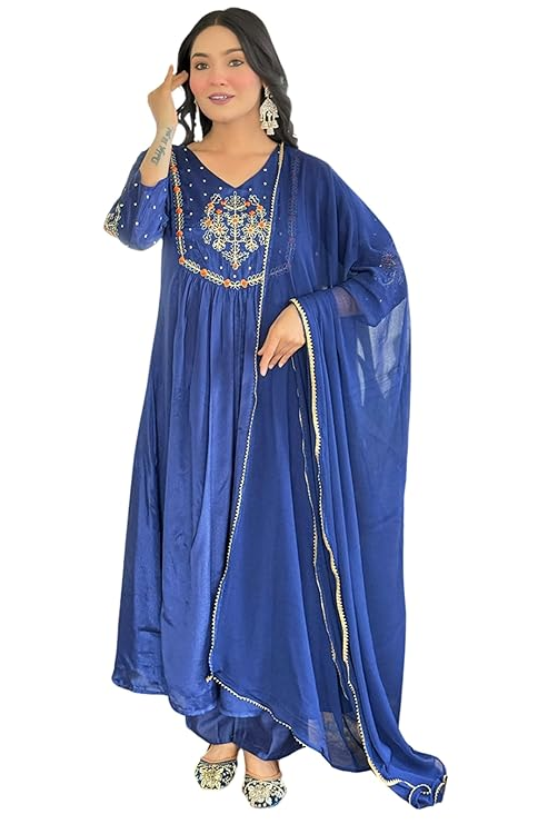 Kurta with Rayon Pant and Silk Chiffon Laced Dupatta Sets