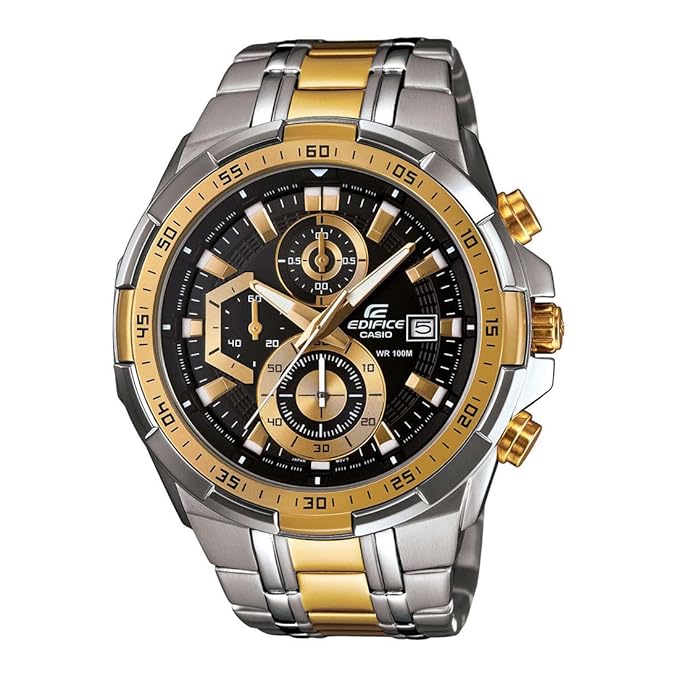 Black Analog Dial Dual Tone Stainless Steel Watch