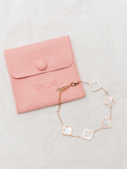 Four leaf white clover bracelet