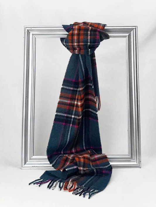 Teal Ember Tartan - Merino Wool Scarf