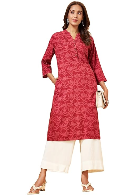 Rayon Printed Regular Kurta