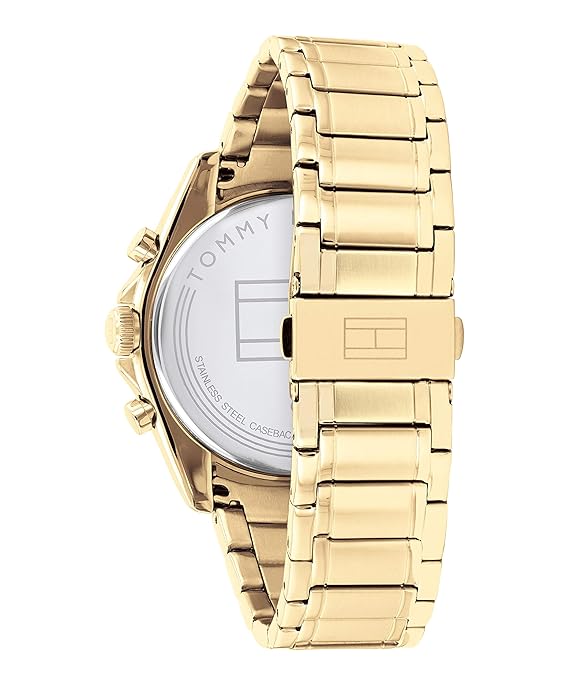 Navy Dial Gold Strap Round Shaped Watch