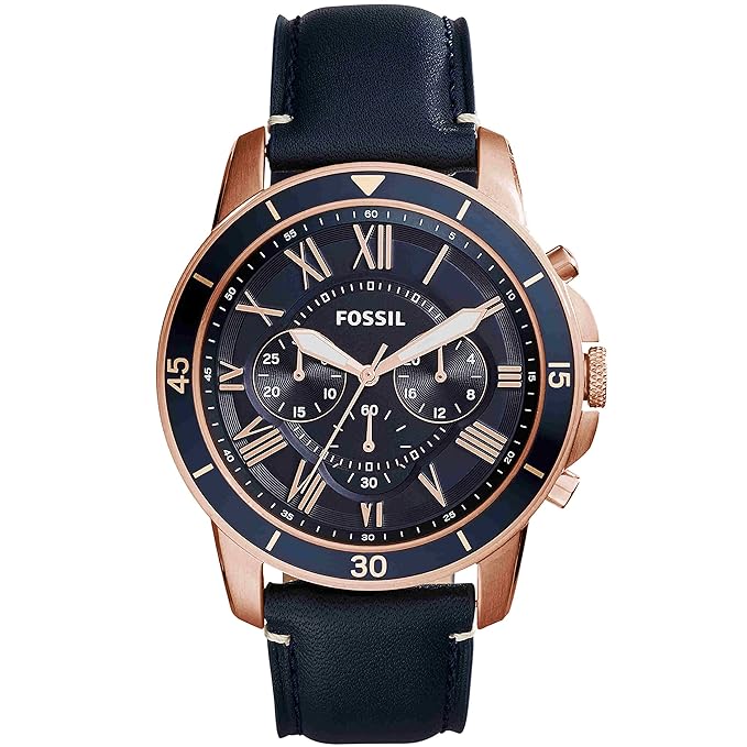 Leather Grant Sport Analog Blue Dial Watch