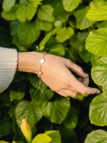 Four leaf white clover bracelet