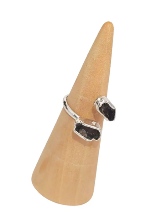 Quartz Stone Silver Plated Copper Ring