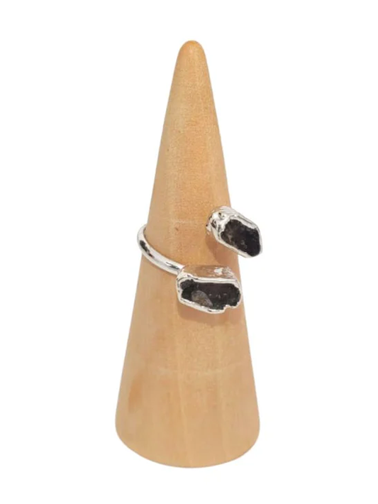 Quartz Stone Silver Plated Copper Ring